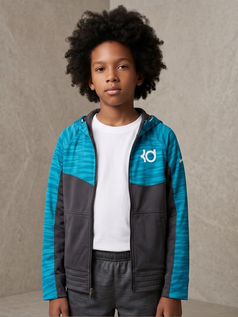 Nike KD Kevin Durant Boys XL Full Zip Performance Hoodie Blue Gray